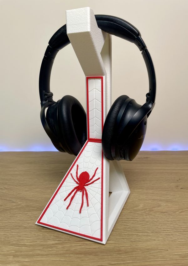 support casque audio_gaming mise en avant_Blanc+rouge Support casque audio - Araignée