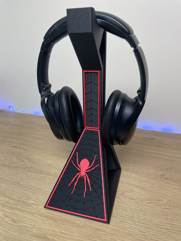 support casque audio_gaming mise en avant_Noir+Rouge Support casque audio - Araignée