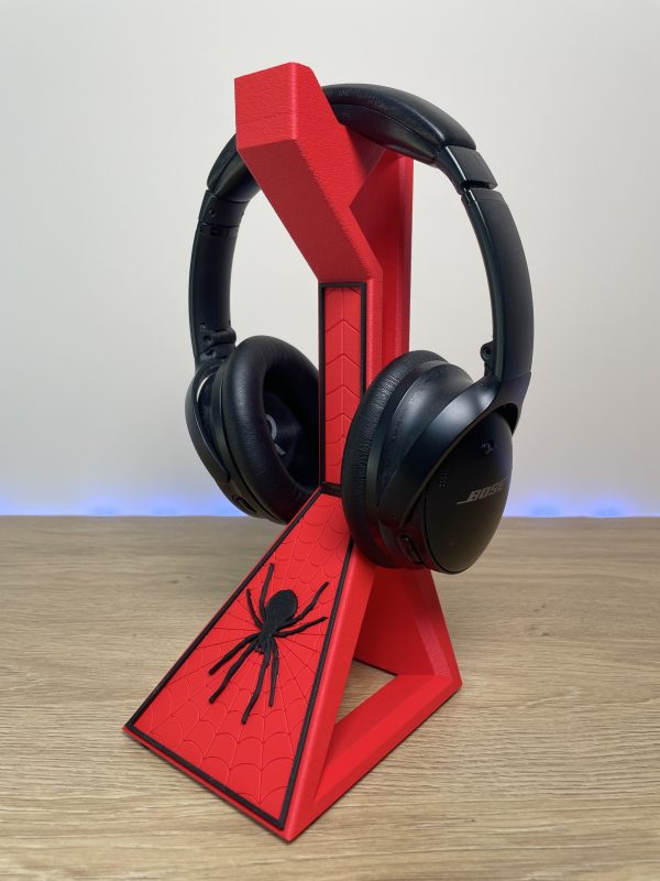 support casque audio_gaming mise en avant_Rouge+Noir Support casque audio - Araignée