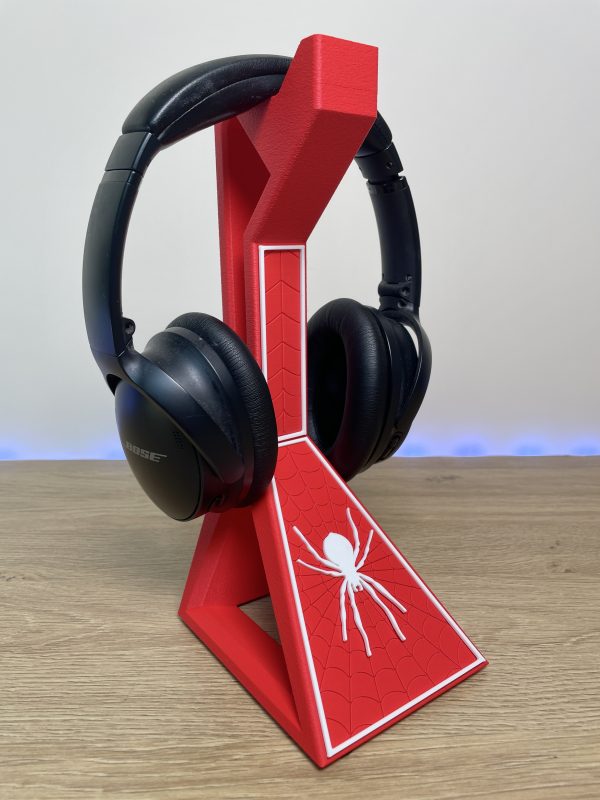 support casque audio_gaming mise en avant_rouge+Blanc Support casque audio - Araignée