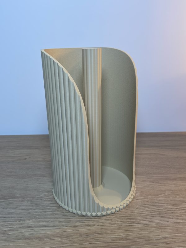 Rouleau essuis tout beige vu dessus Porte essuie-tout design cannelé