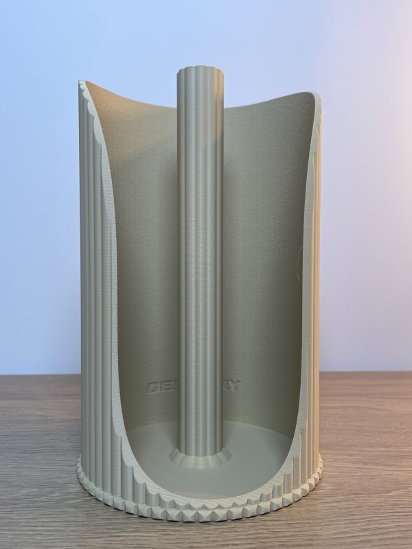 Rouleau essuis tout beige vu face Porte essuie-tout design cannelé