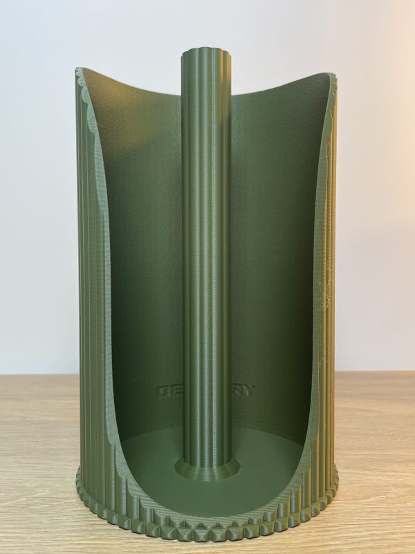 Rouleau essuis tout vert vu face Porte essuie-tout design cannelé